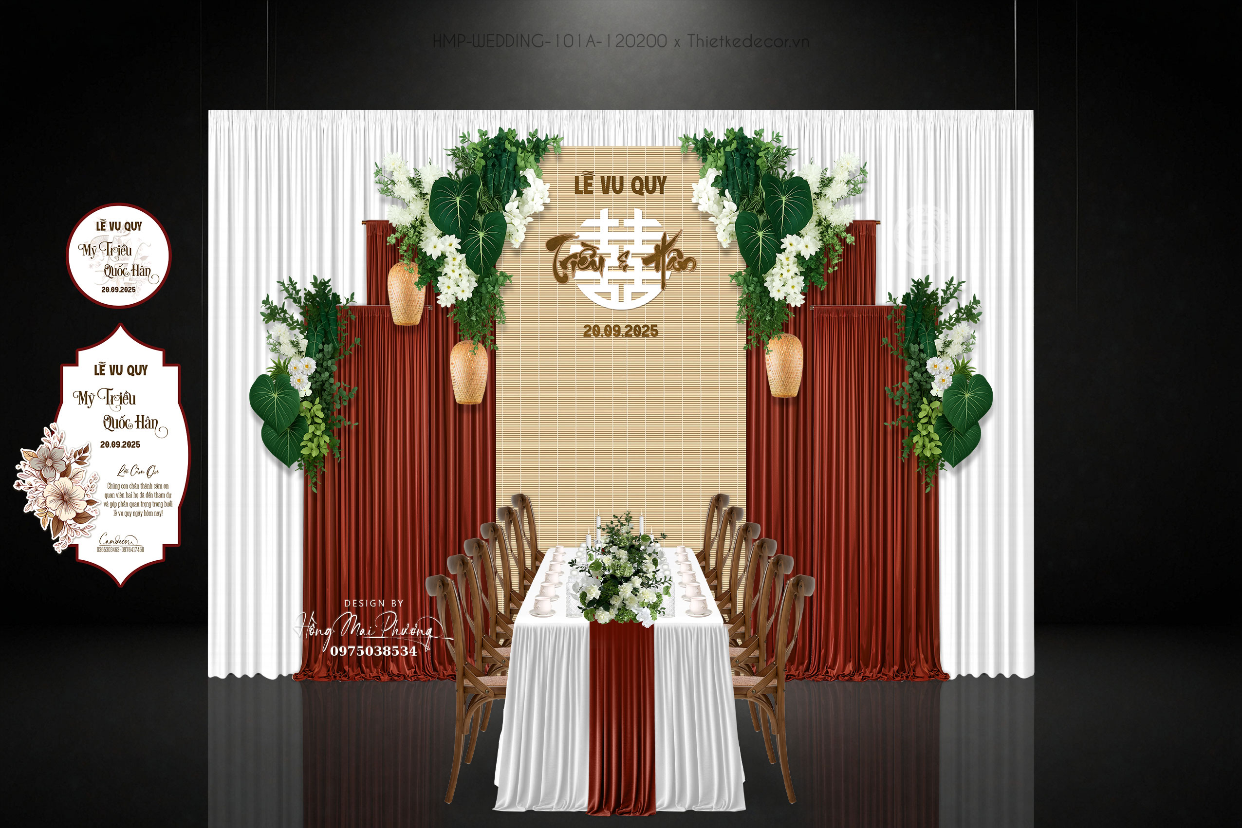 Gia tiên mành tre cổ điển kèm tem tag